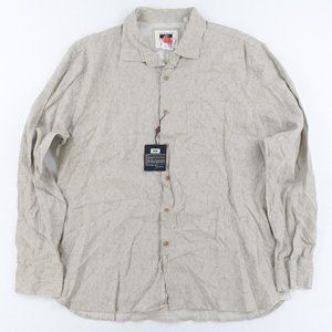 Joseph Abboud 100% Linen Button Down LS Sleeve Shirt Beige Leaf Men Sz. XL NWT